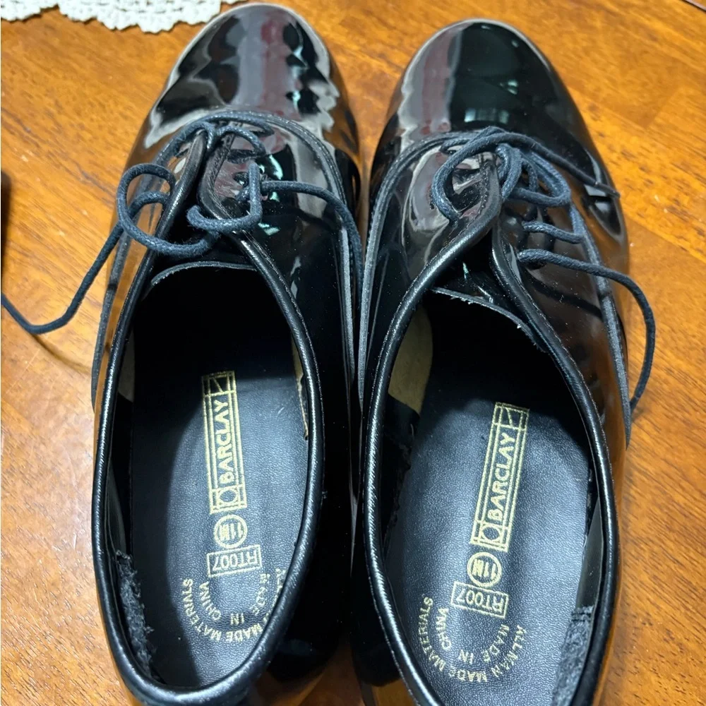 Men's Black Patent Leather Derby Shoes - Classic Lace-Up